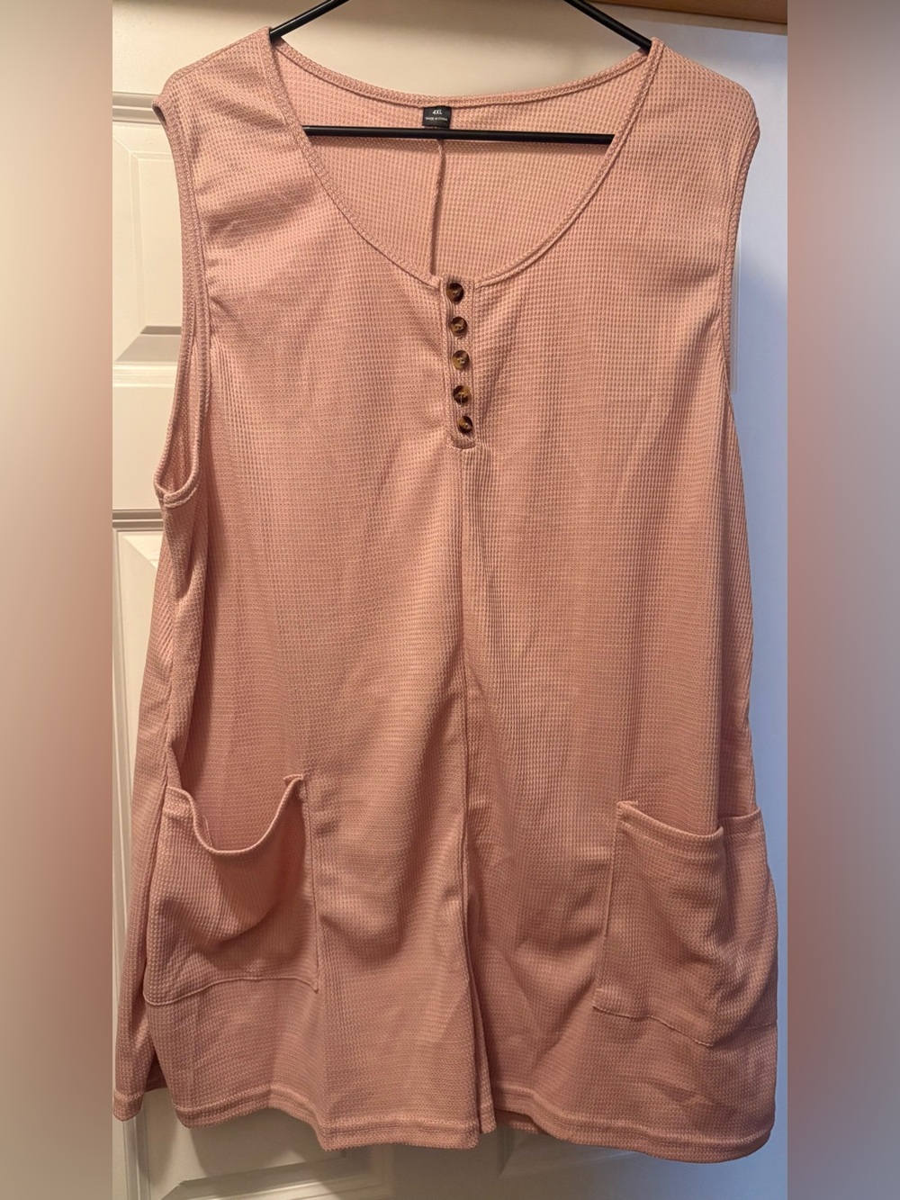 Shein Mauve Pink Waffle Knit Sleeveless Romper Loungewear Size 4XL